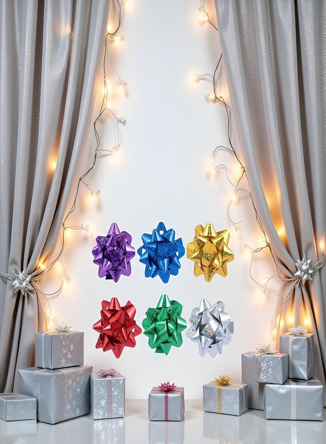 WaigN 50 Pcs Colorful 1 Inch Gift Bows Mini Christmas Bows Metallic Star Bows Party Gifts Wrapping Bows Adhesive Holiday Presents Bows for Valentine's Day, Gift Wrapping Supplies - Image 5